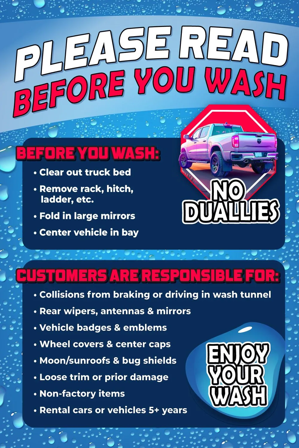 Liability & Safety Signs for Car Washes