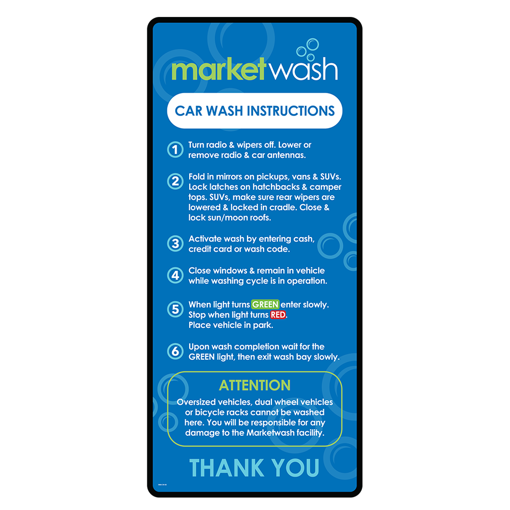 Custom Wash Instruction Signs for Car Washes - (Shipping not included)